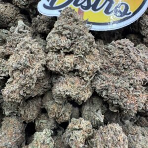 Cherry Gelato Cannabis premium flower with dense frosty buds, sweet cherry flavor, high THC hybrid strain, exotic gelato weed