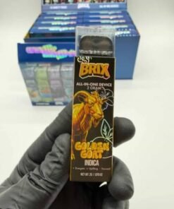 Open Brix 2G Disposable display box containing ten colorful sativa, indica, and hybrid flavor packages
