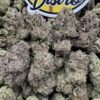 Frosty purple and green Z Runtz cannabis flower buds with bright orange pistils