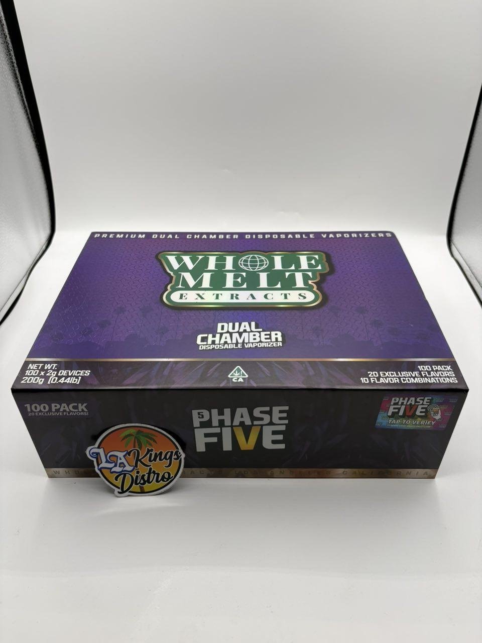 Authentic Whole Melts 2G Disposable Phase 5 dual-chamber master box with tap-to-verify label Authentic Whole Melts 2G Disposable Phase 5 dual-chamber master box with tap-to-verify label