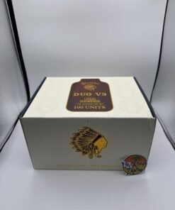 White and gold Authentic Big Chief Duo V3 2G Liquid Diamonds 100-unit master case with illuminated Chief emblem branding