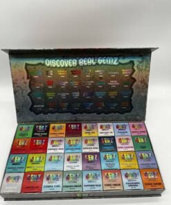 Open Gemz Sugar Diamonds master box displaying 32 color-coded gemstone-inspired varieties