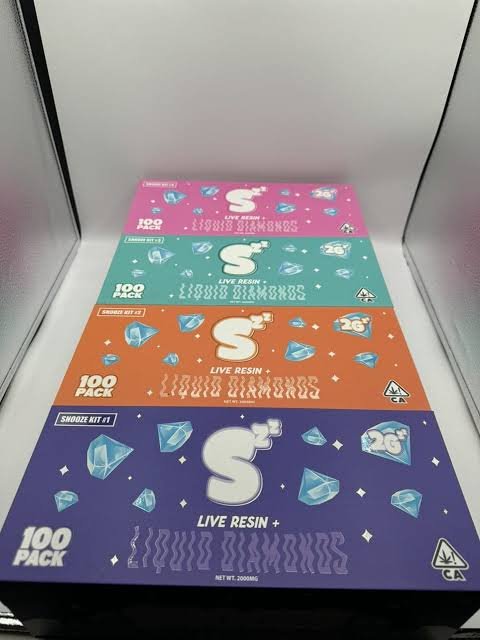 Snooze 2G Disposable Live Resin + Liquid Diamonds 100-pack collection with four Snooze Kit editions and assorted flavors Snooze 2G Disposable Live Resin + Liquid Diamonds 100-pack collection with four Snooze Kit editions and assorted flavors