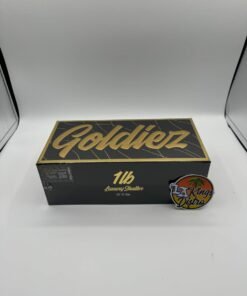 Authentic Goldiez Luxury Shatter 1/2 oz 14G envelope box with black and gold Goldiez packaging
