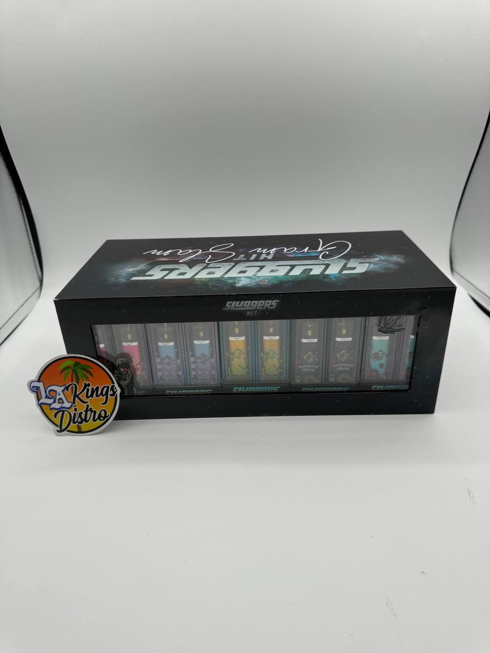 Authentic Sluggers Hit 2G disposable vape variety box with multiple strain-specific devices Authentic Sluggers Hit 2G disposable vape variety box with multiple strain-specific devices