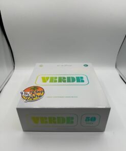 Authentic Verde 1G live rosin disposable devices and strain boxes in retail display packaging