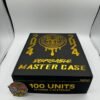Muha Meds 2G Disposable 2024 Edition black and gold 100-unit master case with 10 cases and 10 strains