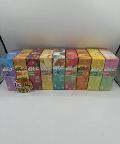 Authentic Next 2G disposable rechargeable vape boxes showing nine Indica, Sativa and Hybrid flavor varieties