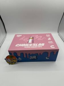Choices Lab 2G dual flavor disposable 100-count master box with pink and blue premium cannabis vape packaging