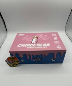 Choices Lab 2G dual flavor disposable 100-count master box with pink and blue premium cannabis vape packaging