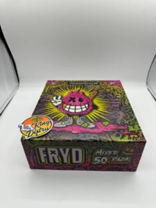 Fryd 2G Disposable new packaging mixed 50-pack box with colorful FRYD artwork and California cannabis labeling