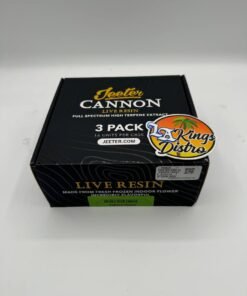 Jeeter Cannon Live Resin 3 Pack Papaya Punch box with three 0.5G infused Cannons and black packaging