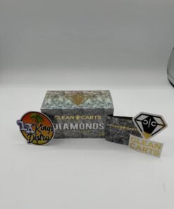 Clean Carts 2G Liquid Diamonds + Live Resin silver disposable packaging with Clean Carts diamond logo and verification materials