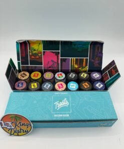 Treats 1G hash rosin single-source artisan rosin display box with assorted color-coded concentrate jars