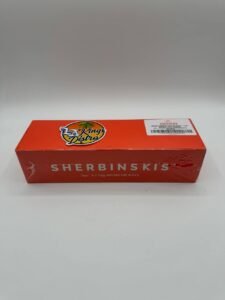 Sherbinskis Zucchero rosin-infused pre-roll master box labeled 25 pieces and five 0.5g infused minis per pack