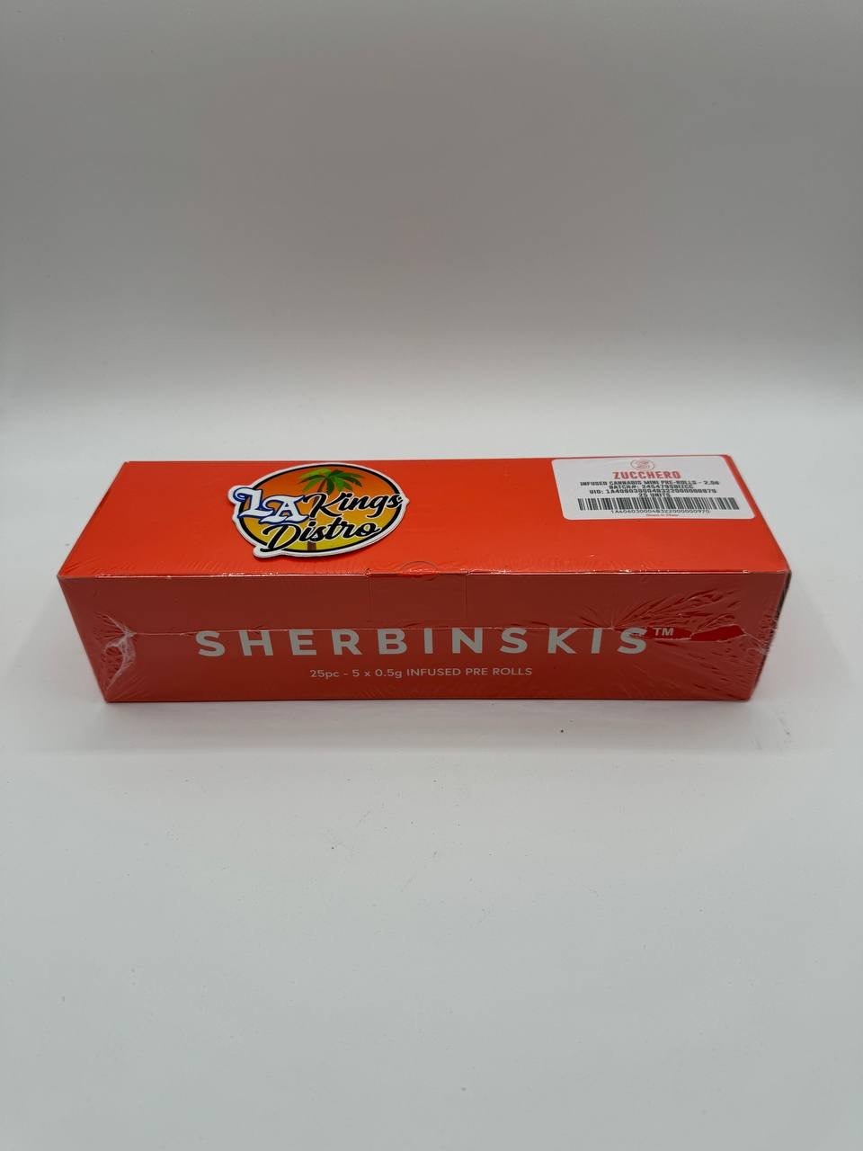 Sherbinskis Zucchero rosin-infused pre-roll master box labeled 25 pieces and five 0.5g infused minis per pack Sherbinskis Zucchero rosin-infused pre-roll master box labeled 25 pieces and five 0.5g infused minis per pack