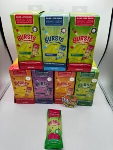 Authentic Bursts by Sauce 800MG Nano Live Resin Gummies display with assorted flavor packaging
