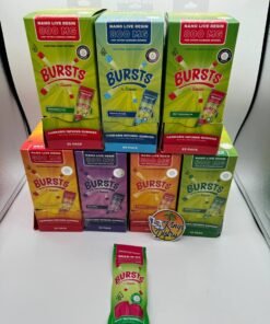 Authentic Bursts by Sauce 800MG Nano Live Resin Gummies display with assorted flavor packaging