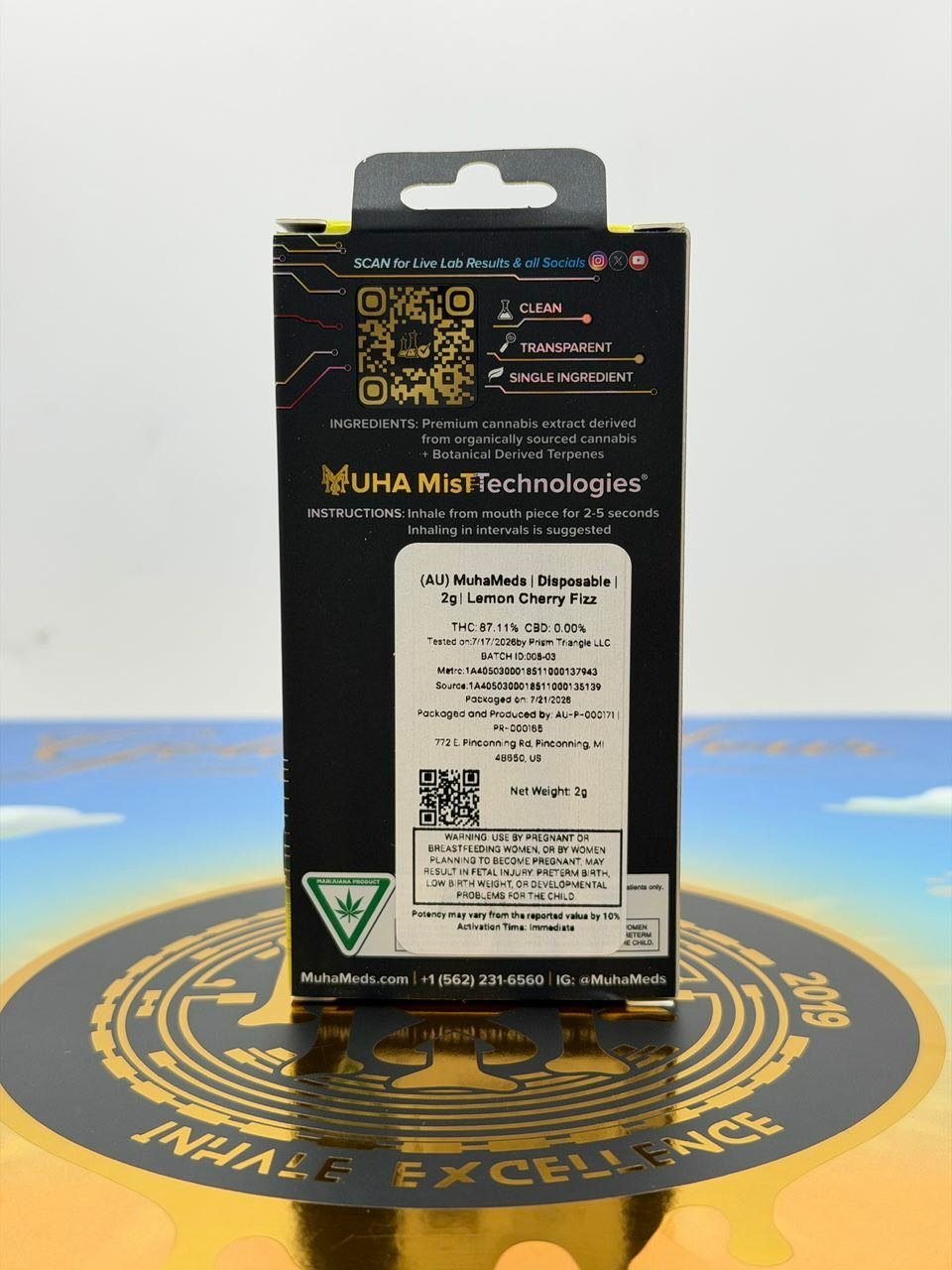 Muha Meds Golden Hour Edition 2G All-In-One 100-unit master case with 10 strains and black gold disposable packaging Muha Meds Golden Hour Edition 2G All-In-One 100-unit master case with 10 strains and black gold disposable packaging