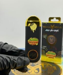 Muha Meds Golden Hour Edition 2G All-In-One 100-unit master case with 10 strains and black gold disposable packaging
