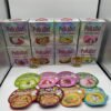 Authentic PolkaDot 4G Vegan Magic Gummies boxes and assorted fruit flavor pouches including Lychee, Tokyo Grape, Watermelon and Pina Colada