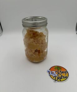 Clean Cat 3 raw sugar cannabis concentrate with golden crystalline texture in glass jar