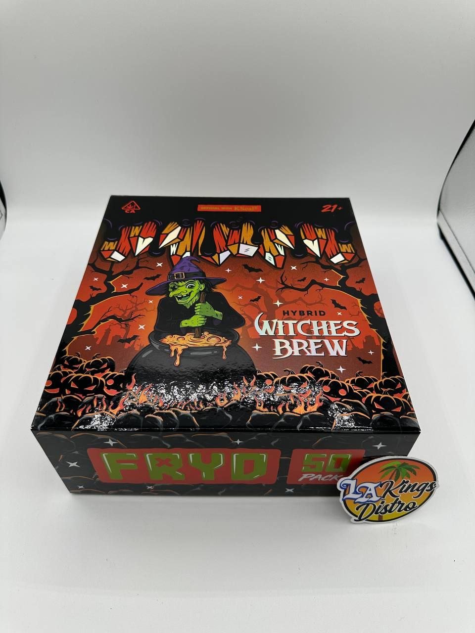 Fryd Witches Brew 2G disposable Halloween edition 50-pack box with witch and cauldron artwork Fryd Witches Brew 2G disposable Halloween edition 50-pack box with witch and cauldron artwork