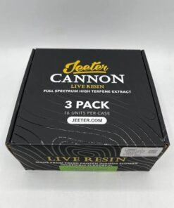 Jeeter Cannon Live Resin 3 Pack Papaya Punch box with three 0.5G infused Cannons and black packaging