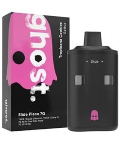 Ghost 2G disposable vape boxes and Ghost branded packaging in black color variants