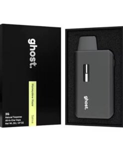 Ghost 2G disposable vape boxes and Ghost branded packaging in black color variants