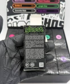 Ghost 2G disposable vape boxes and Ghost branded packaging in black color variants