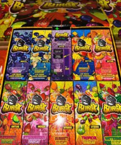 Burst 2G disposable flavors with Indica Sativa and Hybrid packaging