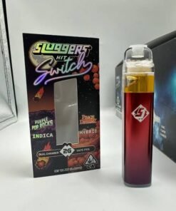 Authentic Sluggers Hit 2G disposable vape variety box with multiple strain-specific devices