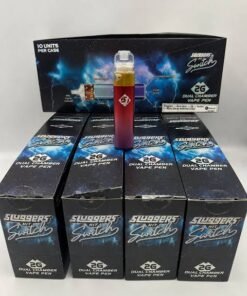 Authentic Sluggers Hit 2G disposable vape variety box with multiple strain-specific devices