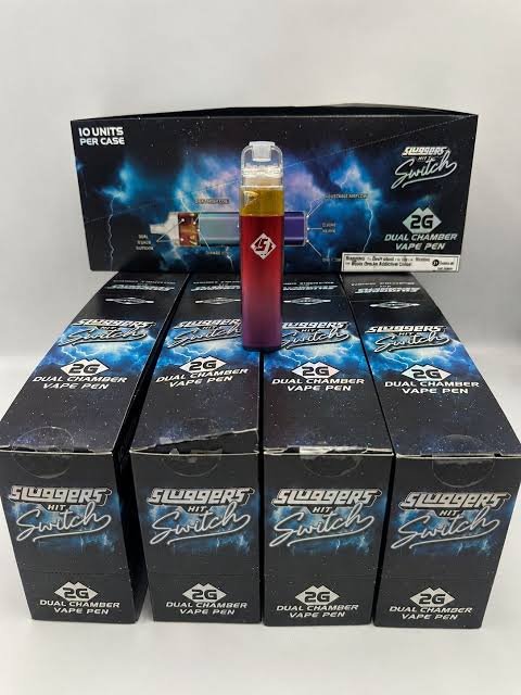 Authentic Sluggers Hit 2G disposable vape variety box with multiple strain-specific devices Authentic Sluggers Hit 2G disposable vape variety box with multiple strain-specific devices