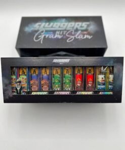 Authentic Sluggers Hit 2G disposable vape variety box with multiple strain-specific devices