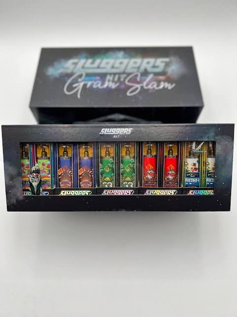 Authentic Sluggers Hit 2G disposable vape variety box with multiple strain-specific devices Authentic Sluggers Hit 2G disposable vape variety box with multiple strain-specific devices