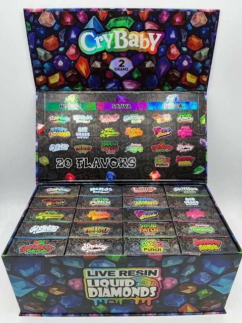 CryBaby 2G Disposable Live Resin Liquid Diamonds 20-flavor collection with Hybrid Sativa and Indica varieties CryBaby 2G Disposable Live Resin Liquid Diamonds 20-flavor collection with Hybrid Sativa and Indica varieties