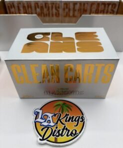 Authentic Clean Carts 2G Liquid Diamonds + Live Resin disposable vape display box with assorted flavors and Clean Carts devices.