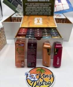 Authentic Clean Carts 2G Liquid Diamonds + Live Resin disposable vape display box with assorted flavors and Clean Carts devices.