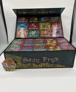 Authentic FRYD Switch 2G Liquid Diamonds and Live Resin dual-flavor disposable with digital display, colorful packaging and two included gummies.