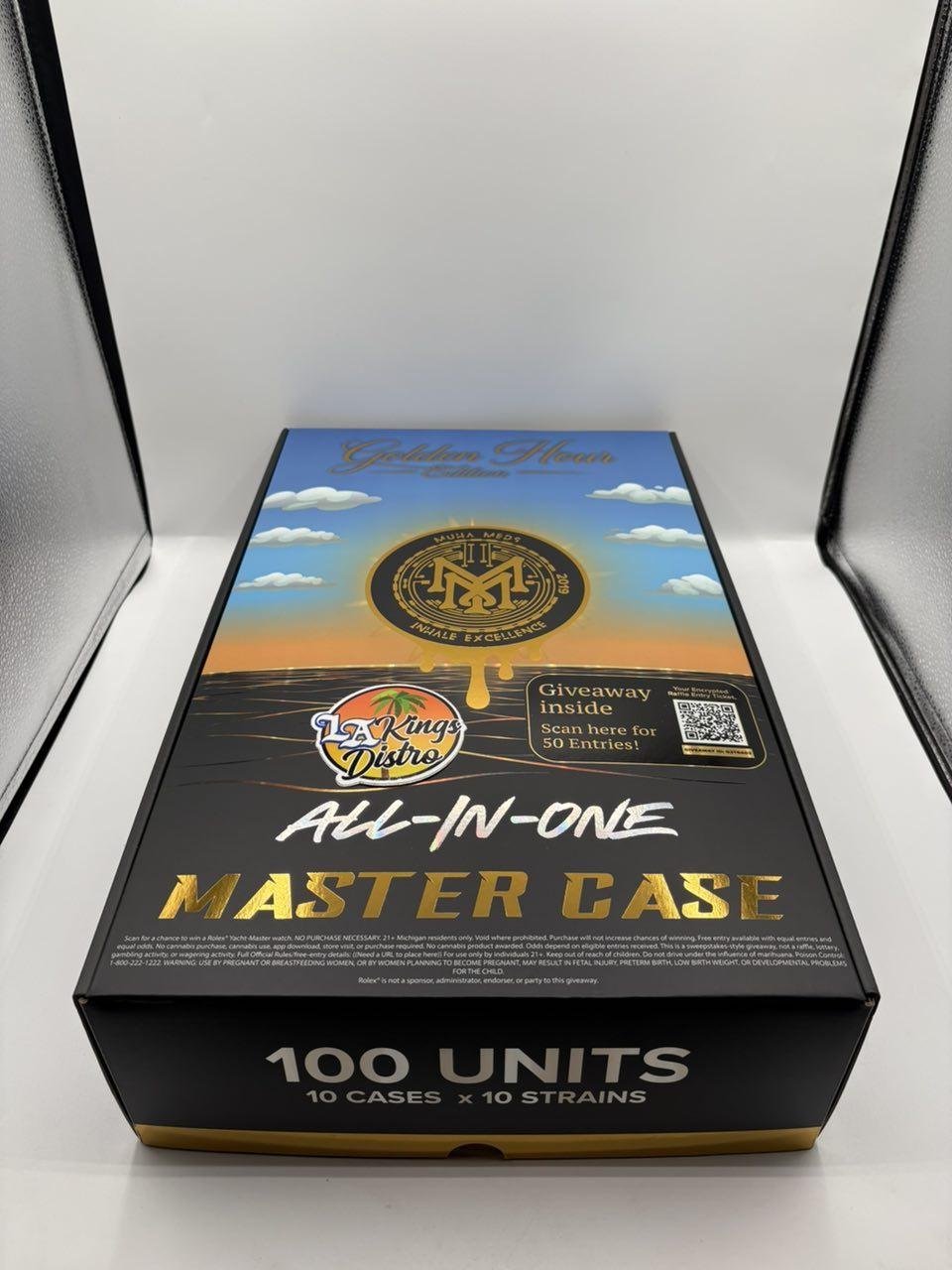 Muha Meds Golden Hour Aloha Passion Rush 2G disposable vape with premium black-and-gold packaging Muha Meds Golden Hour Aloha Passion Rush 2G disposable vape with premium black-and-gold packaging