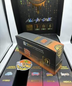 Open Muha Meds Golden Hour wholesale display case containing 10 premium strain selections