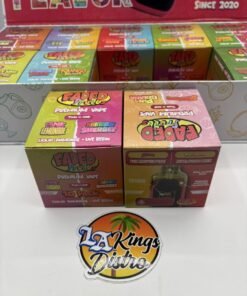 Rear view of Faded Fruits 2G Disposable showing integrated Flavor 1 and Flavor 2 LCD screen