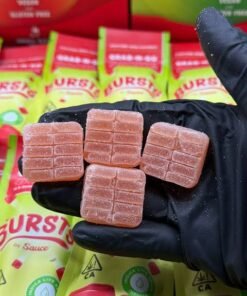 Authentic Bursts by Sauce 800MG Nano Live Resin Gummies display with assorted flavor packaging