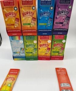Authentic Bursts by Sauce 800MG Nano Live Resin Gummies display with assorted flavor packaging